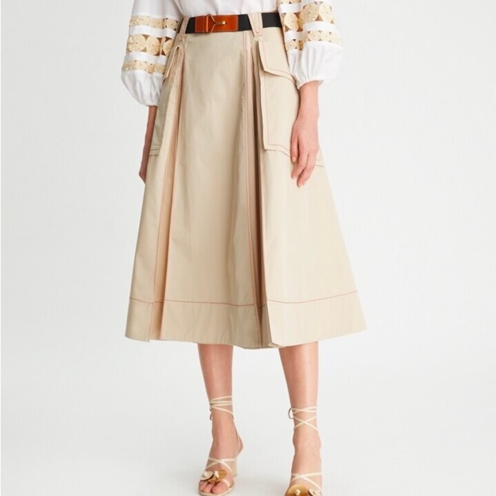 Tory Burch poplin pleated skirt